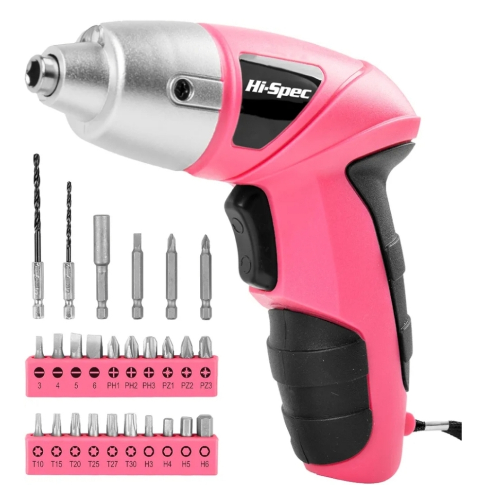 Pink Cordless Drill Set, Power drill kit w